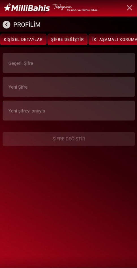 Şifre Menüsü